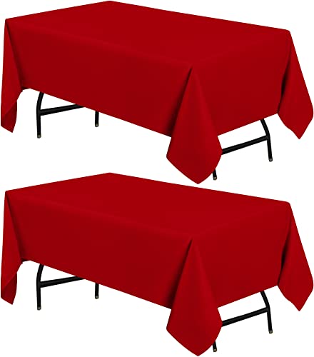 Utopia Kitchen Polyester-Tischdecke - 60 x 84 Inch (152 x 213 cm) Tischdecke - In der Maschine waschbar - Ideal für Partys, Veranstaltungen, Hochzeiten und Restaurants (2er-Pack, Rot) von Utopia Kitchen