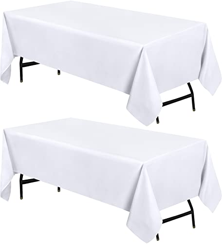 Utopia Kitchen Rechteckige Tischdecke, 152 x 305 cm, maschinenwaschbar, Polyester, für Esszimmer, Buffet-Partys, Picknick, Veranstaltungen, Hochzeiten und Restaurants, Weiß, 2 Stück von Utopia Kitchen