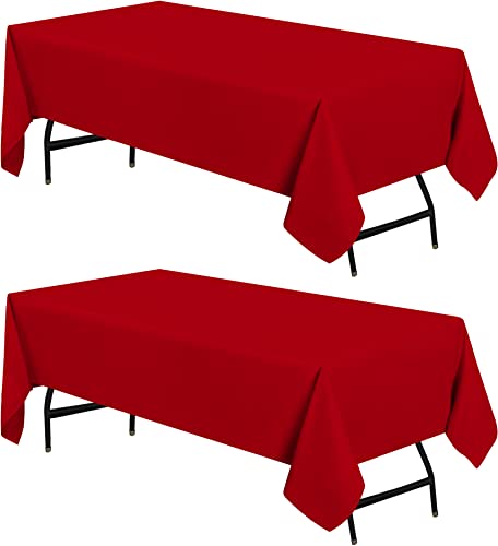 Utopia Kitchen Rechteckige Tischdecke, 2 Stück, 152x260 cm, rot, maschinenwaschbar, Stoff, Polyester, Tischdecke für Esszimmer, Buffet-Partys, Veranstaltungen, Hochzeiten und Restaurants von Utopia Kitchen