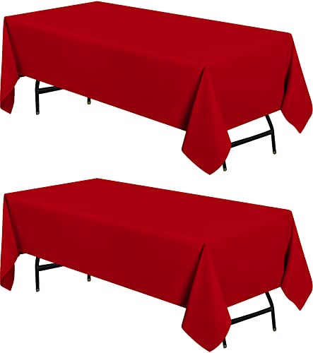 Utopia Kitchen Rechteckige Tischdecke 228 x 335 cm, Rot – 2 Stück, maschinenwaschbar, Stoff Polyester-Stoff, Tischdecke für Esszimmer, Buffet-Partys, Veranstaltungen, Hochzeiten und Restaurants von Utopia Kitchen