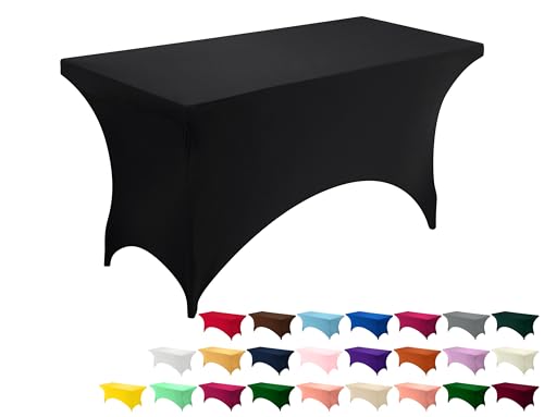 Utopia Kitchen Spandex-Tischdecke 1 Packung [4FT, Schwarz] Waschbare und Knitterfreie Rechteckige Stretch-Tischdecke für Veranstaltungen, Hochzeiten, Bankette und Partys [122Lx76Wx76H] cm von Utopia Kitchen