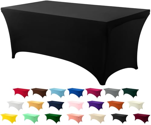 Utopia Kitchen Spandex-Tischdecke 1 Packung [4FT, Schwarz] Waschbare und Knitterfreie Rechteckige Stretch-Tischdecke für Veranstaltungen, Hochzeiten, Bankette und Partys [122Lx76Wx76H] cm von Utopia Kitchen