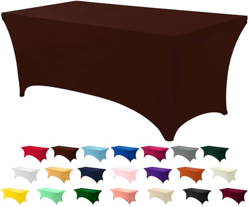 Utopia Kitchen Spandex-Tischdecke 1 Packung [6FT, Leichter Kaffee] Waschbare und knitterfreie rechteckige Stretch-Tischdecke für Veranstaltungen, Hochzeiten, Bankette und Partys [183Lx76Wx76H] cm von Utopia Kitchen