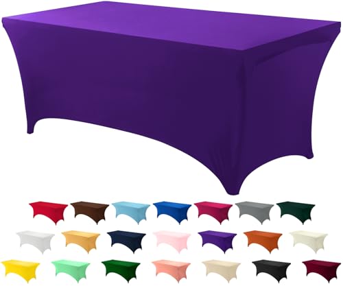 Utopia Kitchen Spandex-Tischdecke 1 Packung [6FT, Lila] Waschbare und Knitterfreie Rechteckige Stretch-Tischdecke für Veranstaltungen, Hochzeiten, Bankette und Partys [183Lx76Wx76H] cm von Utopia Kitchen