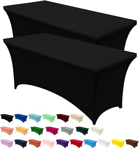 Utopia Kitchen Spandex Tischdecke 2 Pack [4FT, Schwarz] Enge, Passgenaue, Waschbar und Faltenfrei Tischdecke Outdoor für Veranstaltung, Hochzeit, Bankett & Partys [122Lx76Wx76H] cm von Utopia Kitchen