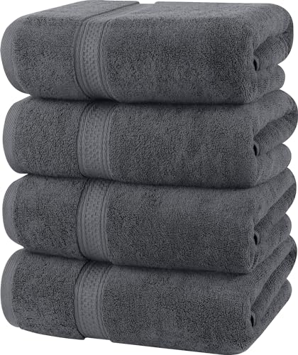 Utopia Towels - 4er-Pack Badetücher Set Premium 100% ringgesponnene Baumwolle 69 x 137 cm Handtücher, sehr saugfähig, weiches Gefühl Duschtücher (Grau) von Utopia Towels