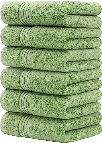 Utopia Towels Premium Salbeigrüne Handtücher – 100% gekämmte, ringgesponnene Baumwolle, ultraweich, sehr saugfähig, 700 g/m², extragroße, dicke Handtücher, 40,6 x 71,1 cm, Hotel- und Spa-Qualität Handtücher (6er-Pack) von Utopia Towels