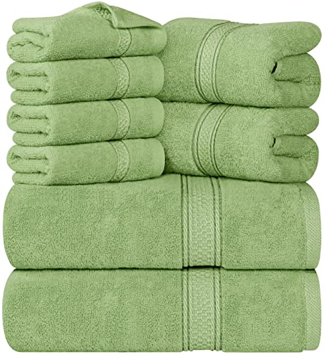 Utopia Towels 8-teiliges Handtuch-Set, Salbeigrün, 2 Badetücher, 2 Handtücher und 4 Waschlappen, 100% Baumwolle von Utopia Towels