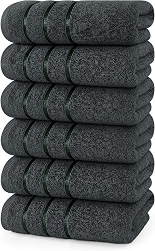 Utopia Towels,6er-Pack Viscos Handtücher-Set, (40.6x71.1 cm) 100% ringgesponnene Baumwolle, ultraweich und stark saugfähig, 600 g/m² Handtücher für Badezimmer, Dusche, Hotel und Spa (grau) von Utopia Towels