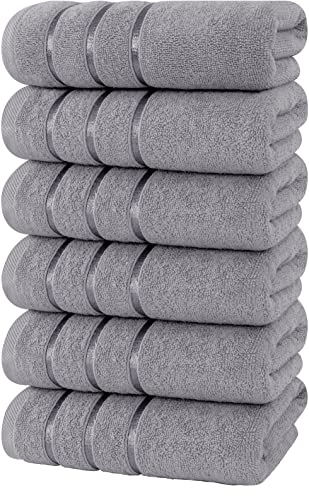 Utopia Towels,6er-Pack Viscos Handtücher-Set, (40.6x71.1 cm) 100% ringgesponnene Baumwolle, ultraweich und stark saugfähig, 600 g/m² Handtücher für Badezimmer, Dusche, Hotel und Spa (kühles Grau) von Utopia Towels