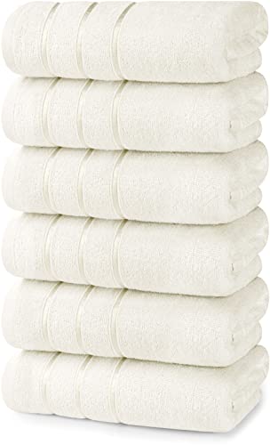 Utopia Towels,6er-Pack Viscos Handtücher-Set, (40.6x71.1 cm) 100% ringgesponnene Baumwolle, ultraweich und stark saugfähig, 600 g/m² Handtücher für Badezimmer, Dusche, Hotel und Spa (elfenbeinfarben) von Utopia Towels