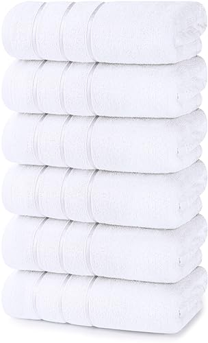 Utopia Towels,6er-Pack Viscos Handtücher-Set, (40.6x71.1 cm) 100% ringgesponnene Baumwolle, ultraweich und stark saugfähig, 600 g/m² Handtücher für Badezimmer, Dusche, Hotel und Spa (weiß) von Utopia Towels