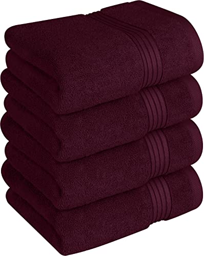 Utopia Towels,Handtuch-Set – Luxuriöse 600 g/m² 100% ringgesponnene Baumwolle – schnell trocknend, sehr saugfähig, perfekt für den täglichen Gebrauch (4 Stück) (16x28, Burgunderrot) von Utopia Towels