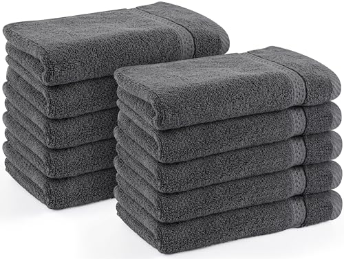 Utopia Towels - 10er Pack Gästehandtücher 30x50 cm mit Aufhängeschlaufe, kleine Handtücher 100% Baumwolle weich und saugfähig Gästetücher Set (Grau) von Utopia Towels