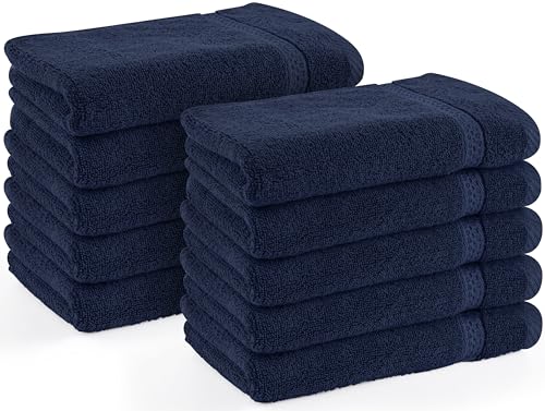 Utopia Towels - 10er Pack Gästehandtücher 30x50 cm mit Aufhängeschlaufe, kleine Handtücher 100% Baumwolle weich und saugfähig Gästetücher Set (Marineblau) von Utopia Towels