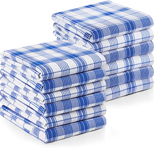 Utopia Towels 12er Karierte Geschirrtücher, 38 x 64 cm, 100% ringgesponnene Baumwolle, super saugfähige Küchentücher, Trockentücher Set (Blau und Weiß) von Utopia Towels