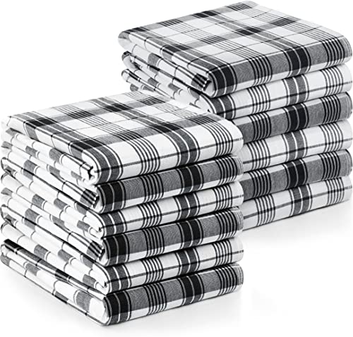 Utopia Towels 12er Karierte Geschirrtücher, 38 x 64 cm, 100% ringgesponnene Baumwolle, super saugfähige Küchentücher, Trockentücher Set (Schwarz und Weiß) von Utopia Towels