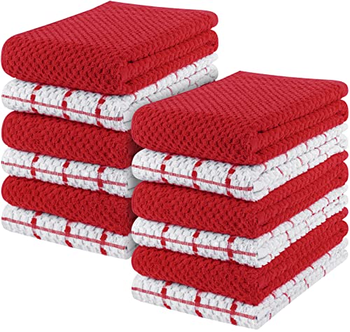 Utopia Towels - 12er Pack Geschirrtücher Küchentücher, 38 x 64 cm Baumwolle Geschirrtüch – Maschinenwaschbar (Rot und Weiß) von Utopia Towels