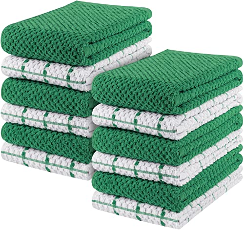 Utopia Towels - 12er Pack Geschirrtücher Küchentücher, 38 x 64 cm Baumwolle Geschirrtüch – Maschinenwaschbar (Grün und Weiß) von Utopia Towels