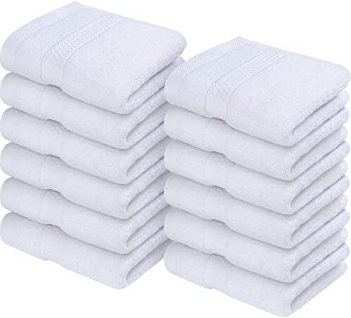 Utopia Towels - 12er Pack Seiftücher mit Aufhängeschlaufen 30x30 cm, aus 100% Baumwolle weiche und saugfähige Waschlappen für die Gesichtsreinigung (Weiß) von Utopia Towels