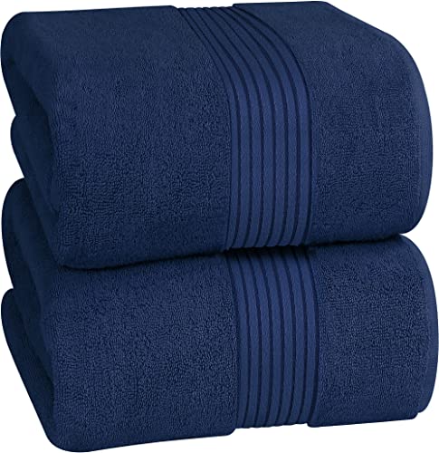 Utopia Towels - 2er Großes Badetuch mit Aufhänger - 100% gekämmte ringgesponnene Baumwolle, sehr saugfähig große Badetücher 90 x 180 cm, hochwertiges Saunatuch (Marineblau) von Utopia Towels