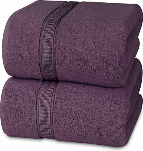 Utopia Towels - 2er Badetücher Groß aus Baumwolle mit Aufhänger, Saunatücher,Badehandtücher Groß, Handtücher 90 x 180 cm (Pflaume) von Utopia Towels