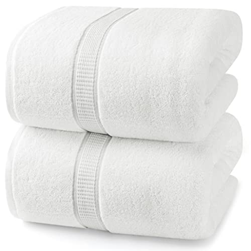 Utopia Towels - 2er Badetücher Groß aus Baumwolle mit Aufhänger, Saunatücher,Badehandtücher Groß, Handtücher 90 x 180 cm (Weiß) von Utopia Towels
