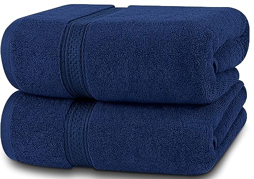 Utopia Towels - 2er-Pack Badetücher Set Premium 100% ringgesponnene Baumwolle 69 x 137 cm Handtücher, sehr saugfähig, weiches Gefühl Duschtücher (Marineblau) von Utopia Towels