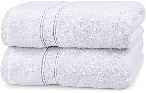 Utopia Towels - 2er-Pack Badetücher Set Premium 100% ringgesponnene Baumwolle 69 x 137 cm Handtücher, sehr saugfähig, weiches Gefühl Duschtücher (Weiß) von Utopia Towels