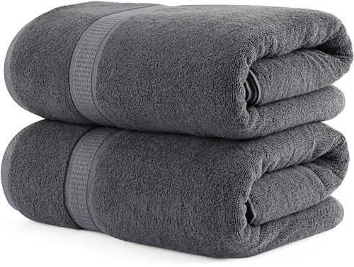 Utopia Towels - 2er Pack Saunatücher 80x200 cm Saunahandtuch 100% Baumwolle mit Aufhängeschlaufe, große Badetücher, saugfähige XXL Handtücher (Grau) von Utopia Towels