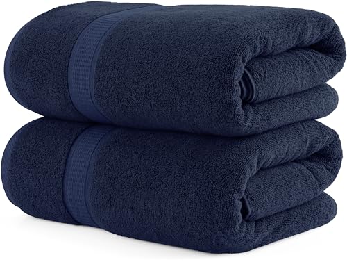 Utopia Towels - 2er Pack Saunatücher 80x200 cm Saunahandtuch 100% Baumwolle mit Aufhängeschlaufe, große Badetücher, saugfähige XXL Handtücher (Marineblau) von Utopia Towels