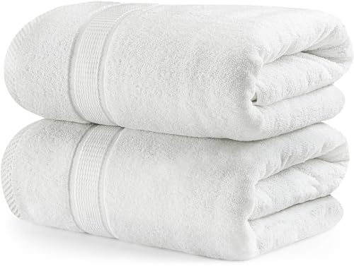 Utopia Towels - 2er Pack Saunatücher 80x200 cm Saunahandtuch 100% Baumwolle mit Aufhängeschlaufe, große Badetücher, saugfähige XXL Handtücher (Weiß) von Utopia Towels