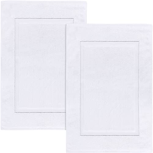 Utopia Towels - 2er Pack groß Badematte Badvorleger (53 x 86 cm) - 100% Baumwolle Frottee -Waschbare Badteppich (Weiß) von Utopia Towels