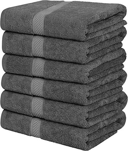 Utopia Towels - 6er-Pack mittelgroße Badetücher aus 100% Baumwolle mit Aufhängeschlaufen, 60x120 cm Duschtücher, weiche und saugfähige Handtücher (Grau) von Utopia Towels