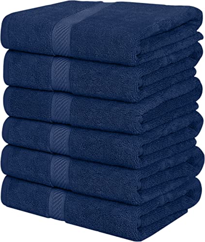 Utopia Towels - 6er-Pack mittelgroße Badetücher aus 100% Baumwolle mit Aufhängeschlaufen, 60x120 cm Duschtücher, weiche und saugfähige Handtücher (Marineblau) von Utopia Towels