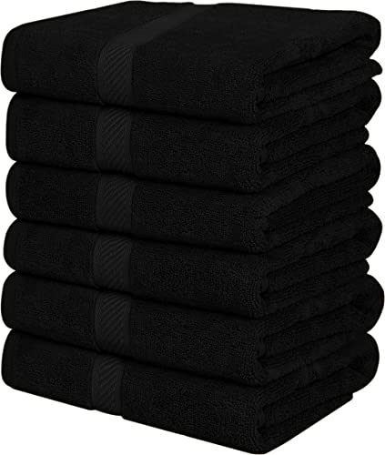Utopia Towels - 6er-Pack mittelgroße Badetücher aus 100% Baumwolle mit Aufhängeschlaufen, 60x120 cm Duschtücher, weiche und saugfähige Handtücher (Schwarz) von Utopia Towels