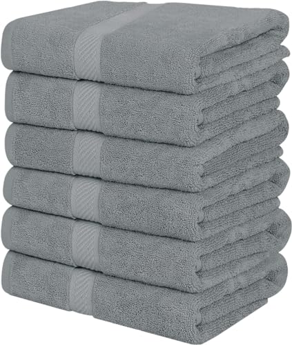 Utopia Towels - 6er-Pack mittelgroße Badetücher aus 100% Baumwolle mit Aufhängeschlaufen, 60x120 cm Duschtücher, weiche und saugfähige Handtücher (Kühles Grau) von Utopia Towels