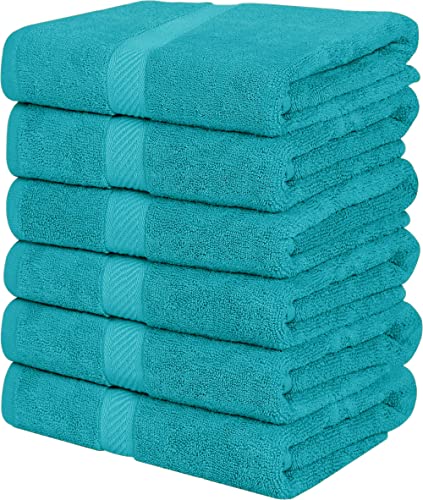 Utopia Towels - 6er-Pack mittelgroße Badetücher aus 100% Baumwolle mit Aufhängeschlaufen, 60x120 cm Duschtücher, weiche und saugfähige Handtücher (Türkis) von Utopia Towels