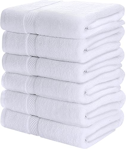 Utopia Towels - 6er-Pack mittelgroße Badetücher aus 100% Baumwolle mit Aufhängeschlaufen, 60x120 cm Duschtücher, weiche und saugfähige Handtücher (Weiß) von Utopia Towels