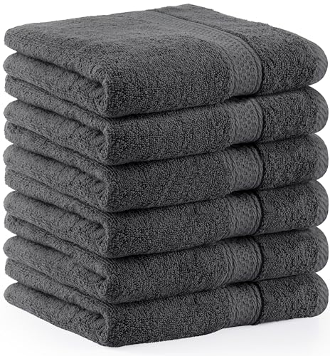 Utopia Towels - 6er Pack Frottee handtücher 50x100 cm mit Aufhängeschlaufe, mittelgroße Handtücher 100% Baumwolle weich und saugfähig Handtücher Set (Grau) von Utopia Towels