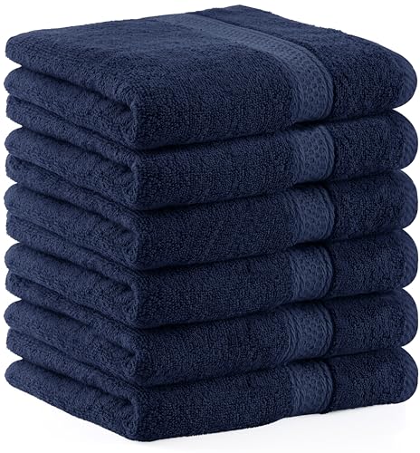 Utopia Towels - 6er Pack Frottee handtücher 50x100 cm mit Aufhängeschlaufe, mittelgroße Handtücher 100% Baumwolle weich und saugfähig Handtücher Set (Marineblau) von Utopia Towels