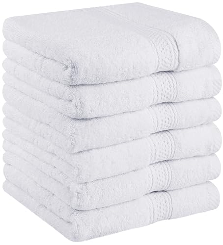 Utopia Towels - 6er Pack Frottee handtücher 50x100 cm mit Aufhängeschlaufe, mittelgroße Handtücher 100% Baumwolle weich und saugfähig Handtücher Set (Weiß) von Utopia Towels