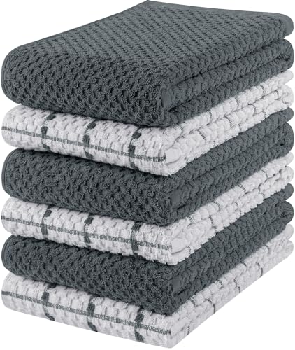 Utopia Towels - 6er Pack Geschirrtücher Küchentücher, 38 x 64 cm Baumwolle Geschirrtüch – Maschinenwaschbar (Grau und Weiß) von Utopia Towels