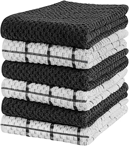 Utopia Towels - 6er Pack Geschirrtücher Küchentücher, 38 x 64 cm Baumwolle Geschirrtüch – Maschinenwaschbar (Schwarz und Weiß) von Utopia Towels