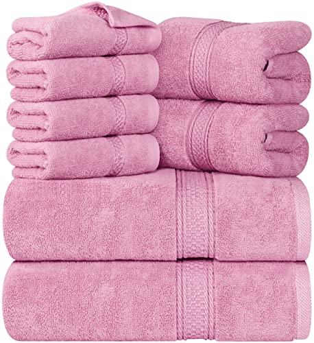 Utopia Towels - 8 teilig Handtücher Set aus Baumwolle mit Aufhänger - 2 Badetuch, 2 Handtücher und 4 Washclappen - (Rosa) von Utopia Towels