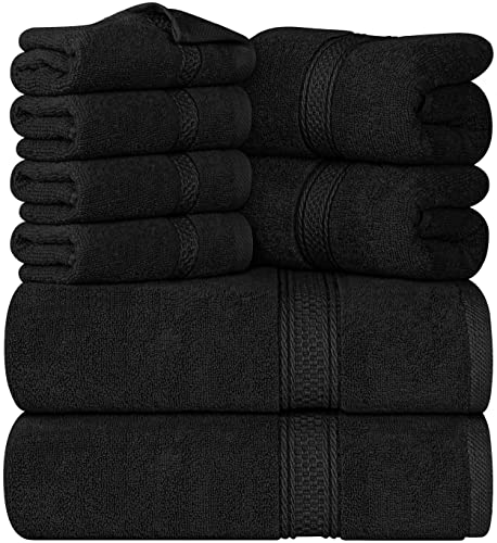 Utopia Towels 8-teiliges Handtuch-Set – 2 Badetücher, 2 Handtücher und 4 Waschlappen, Baumwolle, Hotelqualität, super weich und sehr saugfähig (schwarz) von Utopia Towels