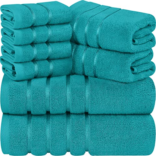 Utopia Towels - 8er-Pack Handtuch-Set mit Aufhängeschlaufe aus 97% Baumwolle, saugfähig und schnell trocknend 2 Badetücher, 2 Handtücher, 4 Waschlappen (Türkis) von Utopia Towels