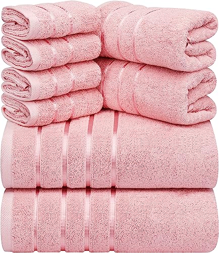Utopia Towels 8-teiliges Luxus-Handtuch-Set, 2 Badetücher, 2 Handtücher und 4 Waschlappen, 600 g/m², 100% ringgesponnene Baumwolle, sehr saugfähige Viskose-Streifen-Handtücher, ideal für den von Utopia Towels
