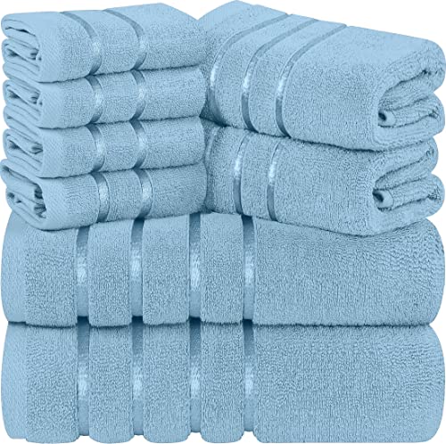 Utopia Towels 8-teiliges Luxus-Handtuch-Set, 2 Badetücher, 2 Handtücher und 4 Waschlappen, 600 g/m², 100% ringgesponnene Baumwolle, sehr saugfähige Viskose-Streifen-Handtücher, ideal für den von Utopia Towels