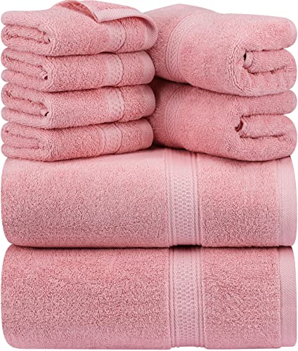 Utopia Towels 8-teiliges Premium-Handtuch-Set, 2 Badetücher, 2 Handtücher und 4 Waschlappen, 600 g/m², 100% ringgesponnene Baumwolle, Fitnessstudio, Hotel und Spa (Altrosa) von Utopia Towels